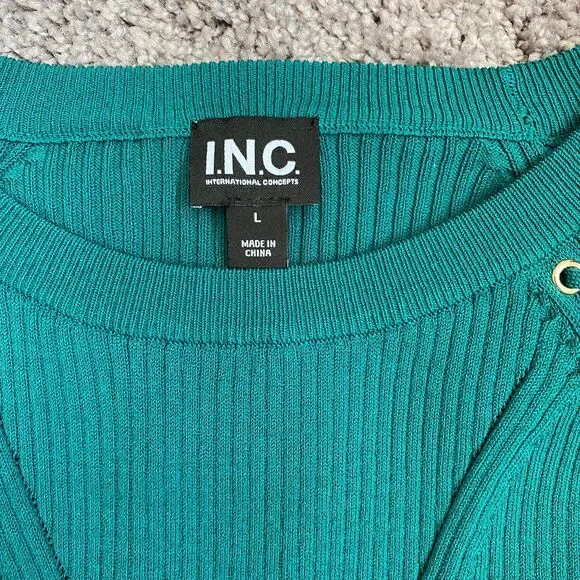 NWT INC International Concepts Green Tourmalin Casual Sweater Size Large - Picture 3 of 4